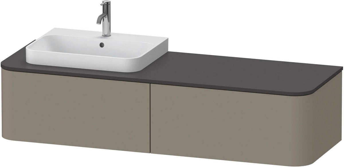 DURAVIT Happy D.2 Konsolenwaschtischunterbau 1600 mm Taupe Supermatt mit 2 Auszügen und Tip-On