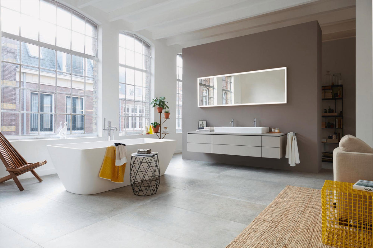 Duravit L-Cube Konsolenwaschtischunterbau 1020 mm betongrau matt mit 2 Schubkästen und Tip-On-Technik