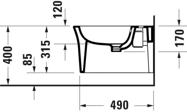Duravit Wandbidet White Tulip 540 mm Weiß mit Überlauf und WonderGliss