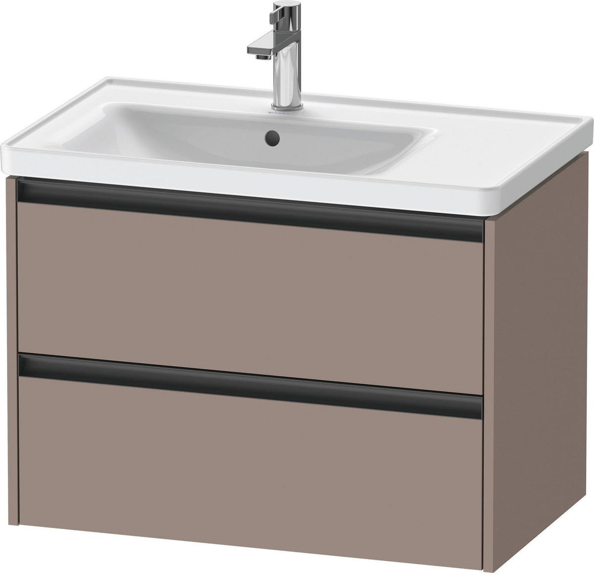 Duravit Ketho.2 Waschtischunterbau 784 mm betongrau matt mit 2 Schubkästen und Becken links