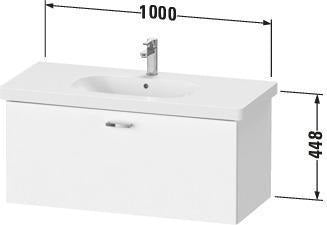 Duravit XBase Waschtischunterbau wandhängend 600 mm, 1 Auszug, weiß matt – montiert