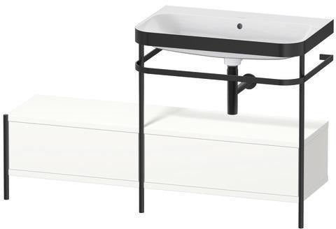 DURAVIT Waschtischset Happy D.2 Plus 1400 mm Taupe Supermatt mit Metallkonsole und Stauraum