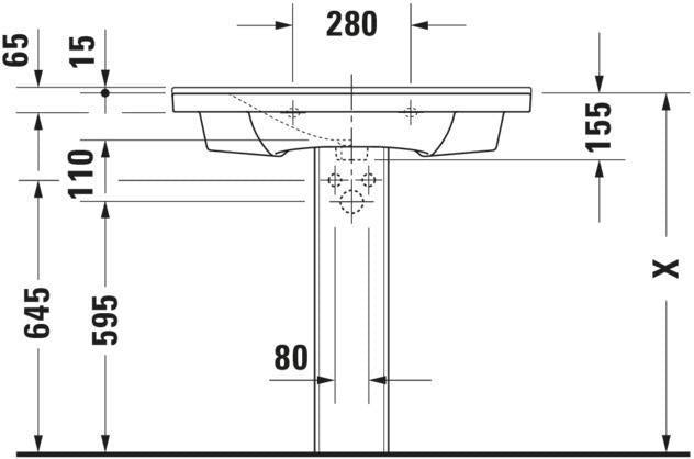 Duravit Möbelwaschtisch P3 Comforts 850x500mm weiß mit Überlauf, ohne Hahnloch, Ablagefläche links