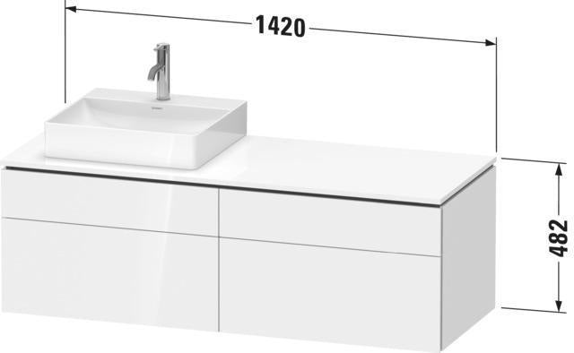 DURAVIT L-Cube Waschtischunterbau 1420 mm Taupe supermatt mit Tip-on und Soft-Close