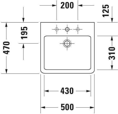 DURAVIT Waschtisch Vero 500 mm mit Überlauf und WonderGliss in Weiß