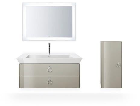 DURAVIT White Tulip Halbhochschrank 400 mm, Tür links, Nussbaum/Taupe, Soft-Close