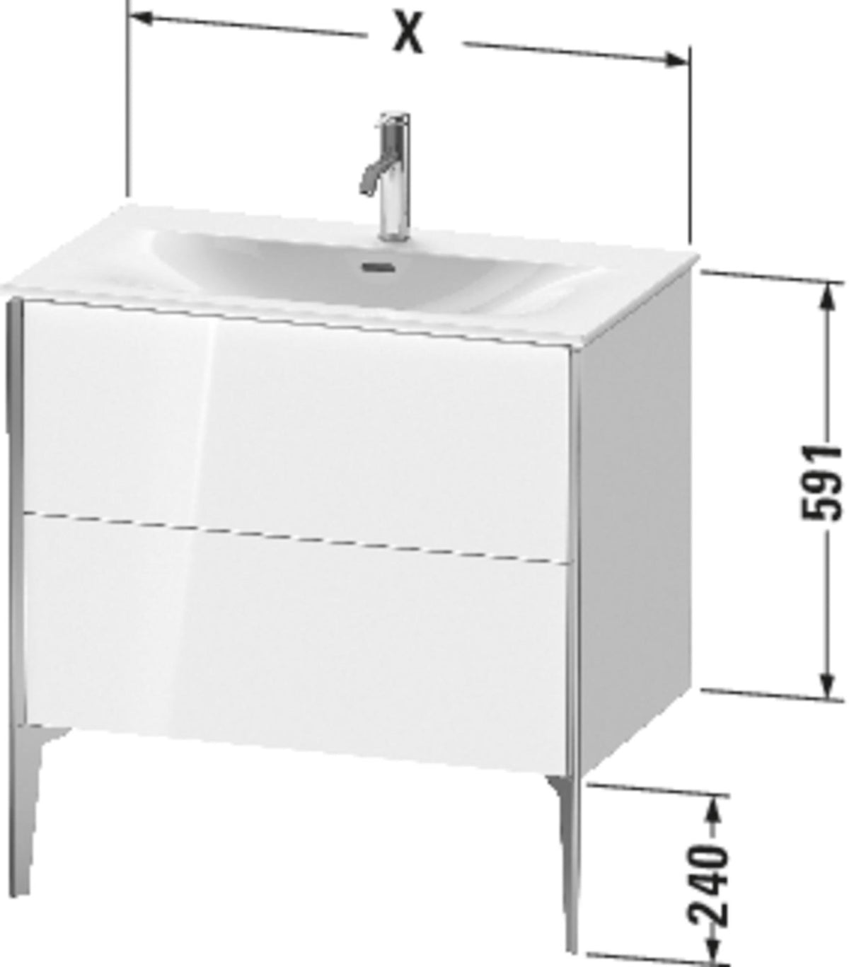 Duravit Waschtischunterbau XVIU 810x831x480mm 2 Auszüge Chaos-matt
