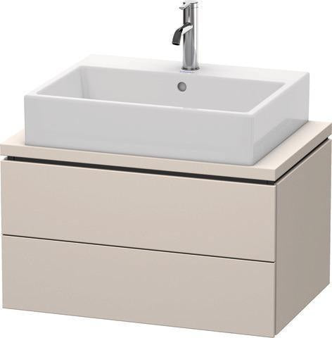 Duravit L-Cube Waschtischunterbau 720x477mm taupe supermatt mit 2 Schubkästen, Tip-On-Technik und Siphonausschnitt