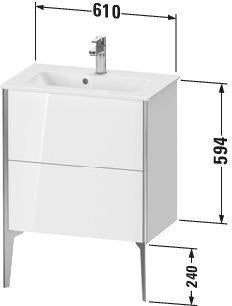 Duravit Waschtischunterbau XVIU 610x834x390mm 2 Auszüge Compact s-matt