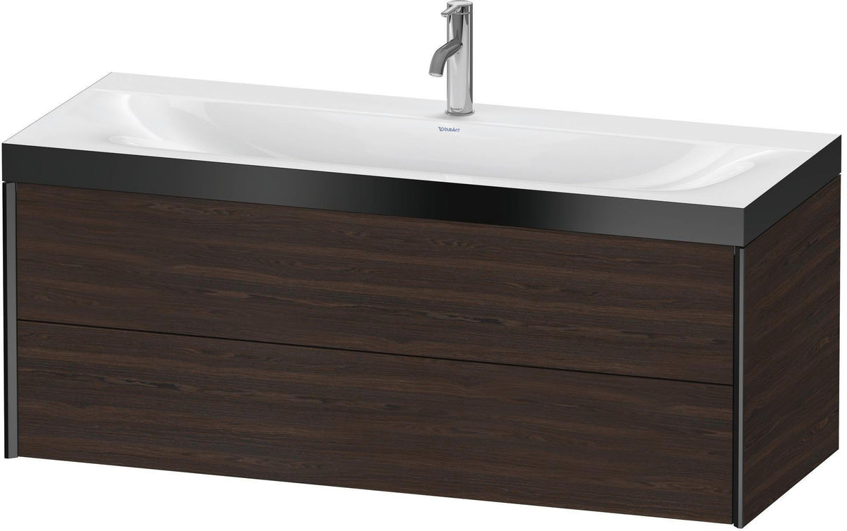 DURAVIT XViu c-bonded Waschtischunterbauset 1200 mm, 2 Schubkästen, Nussbaum gebürstet, schwarz matt