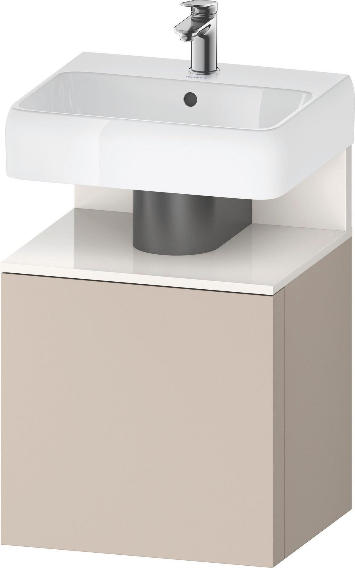 DURAVIT Qatego Waschtischunterbau 490 mm wandhängend, 1 Tür links, Weiß Matt mit Eiche Schwarz Nische
