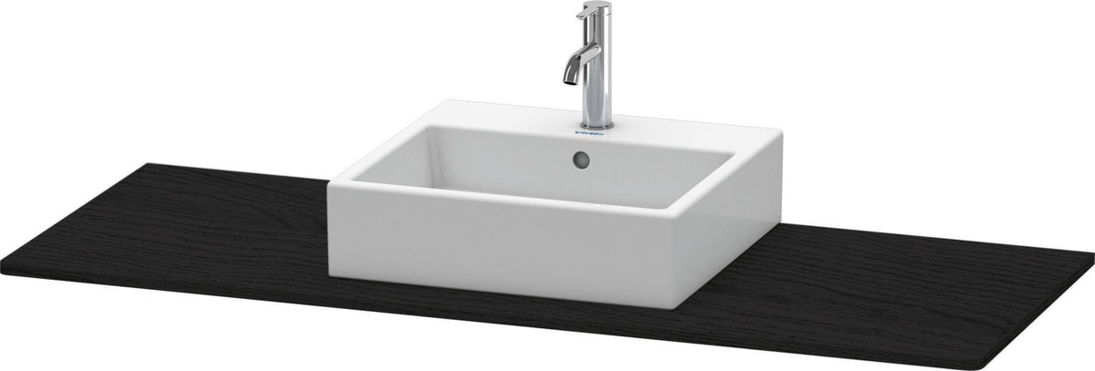 Duravit XSquare Konsole 1400x550mm betongrau matt – 1 Ausschnitt, mit Siphonaussparung