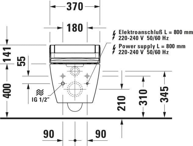 DURAVIT ME by Starck Wand-WC 570 mm spülrandlos mit WonderGliss für Dusch-WC
