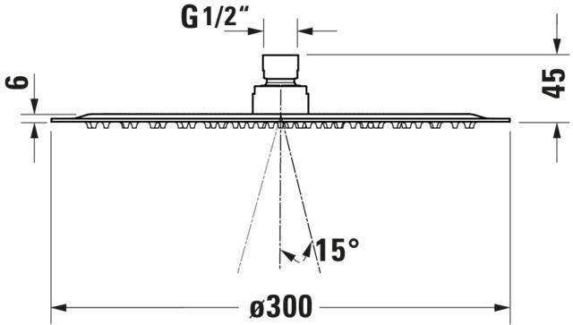 DURAVIT Kopfbrause D300 Rain Schwarz Matt – 300 mm, rund, Antikalk, Wand- & Deckenmontage