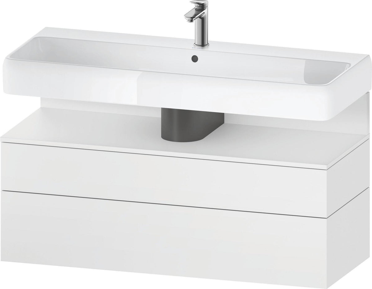 Duravit Qatego Waschtischunterbau 1190 mm – Weiß Matt mit Eiche Schwarz Nische, 1 Auszug, LED