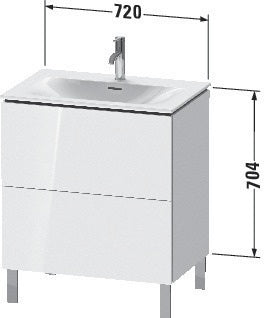 Duravit L-Cube Waschtischunterbau 720 mm weiß matt mit Tip-On-Technik und 2 Auszügen