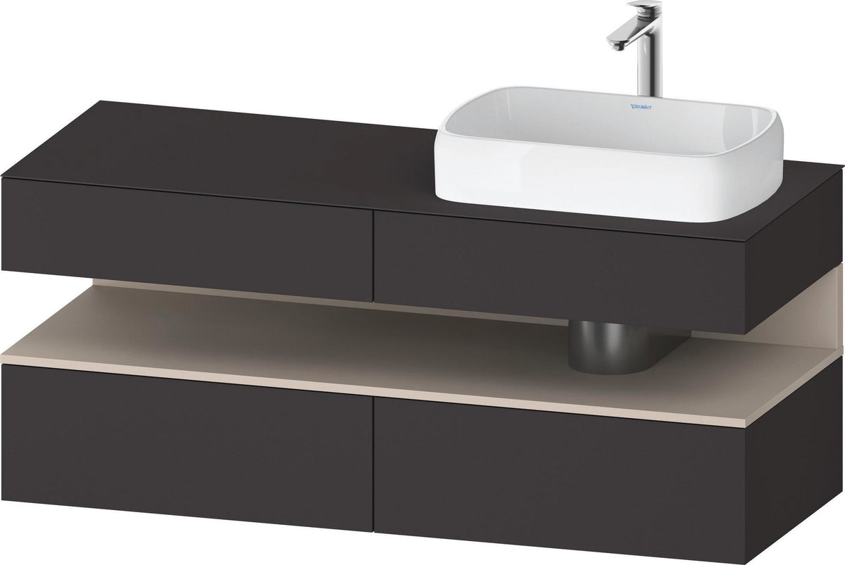 DURAVIT Qatego Konsolenwaschtischunterbau 1400 mm Weiß Matt Eiche Schwarz Matt wandhängend