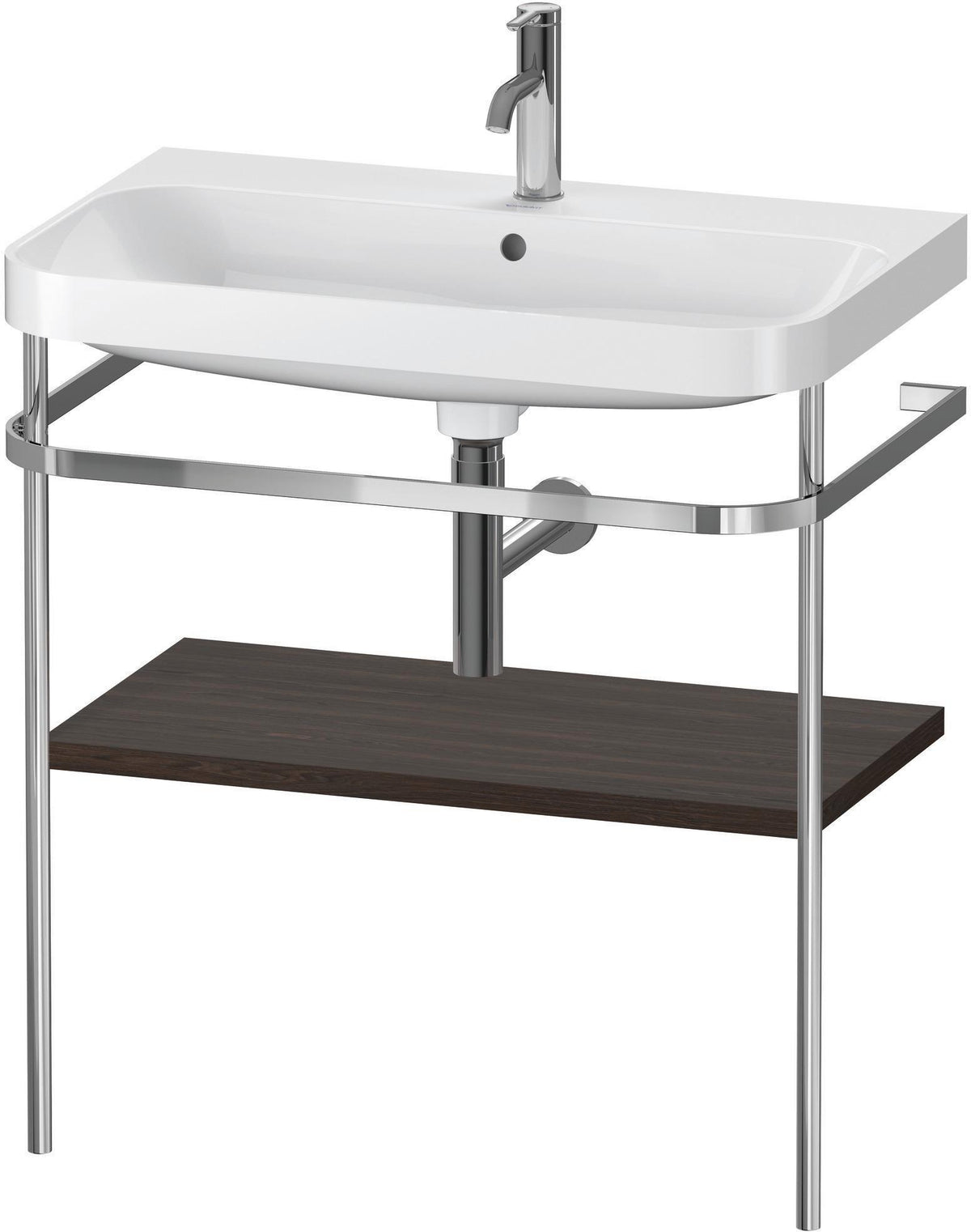 DURAVIT Happy D.2 c-shaped Waschtisch-Set 775 mm mit Metallkonsole, taupe seidenmatt