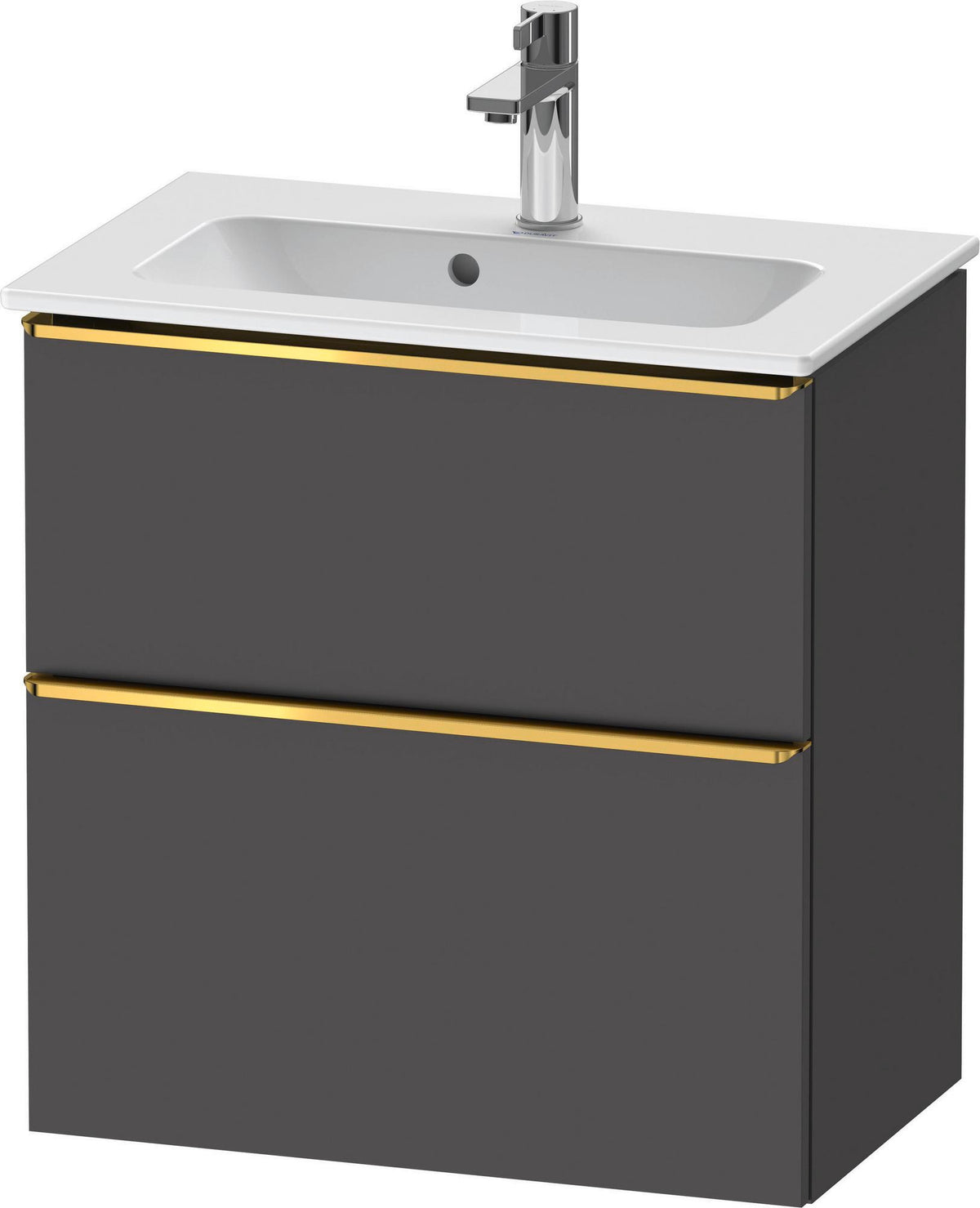 Duravit D-Neo Waschtischunterbau 610 mm betongrau matt mit Soft-Close und Bronze-Griff
