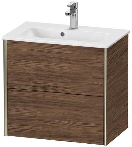 DURAVIT Waschtischunterbau XVIU 610x560x390mm 2 Schubkästen mit Nussbaum-Einrichtung, s-matt