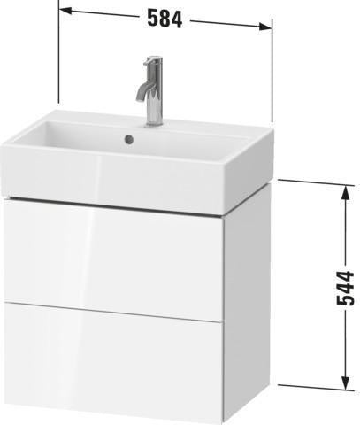 DURAVIT L-Cube Waschtischunterbau wandhängend, 2 Schubkästen, Weiß Matt, 584 mm