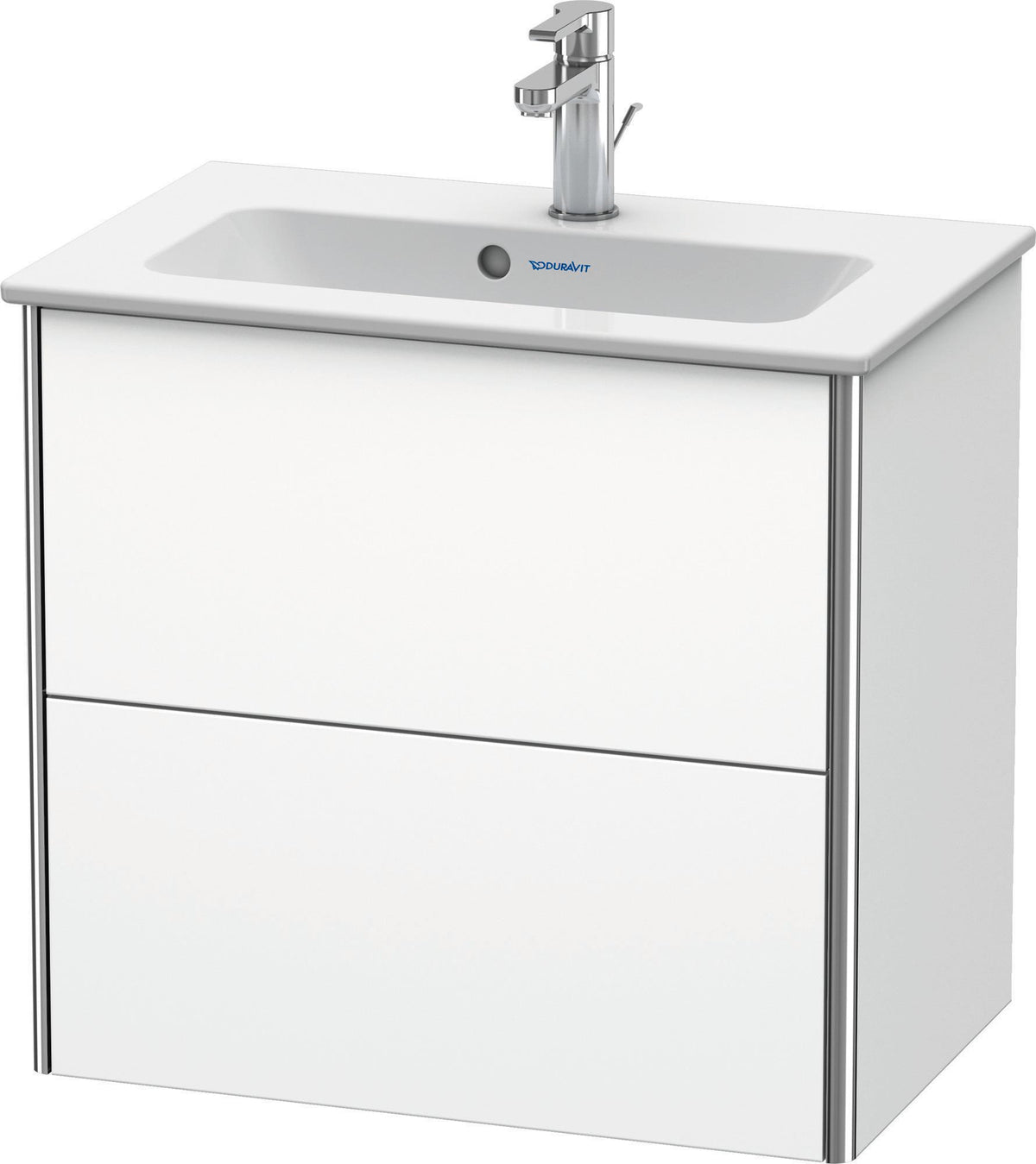 DURAVIT XSquare Waschtischunterbau 610 mm, 2 Schubkästen, Weiß Seidenmatt, Tip-On