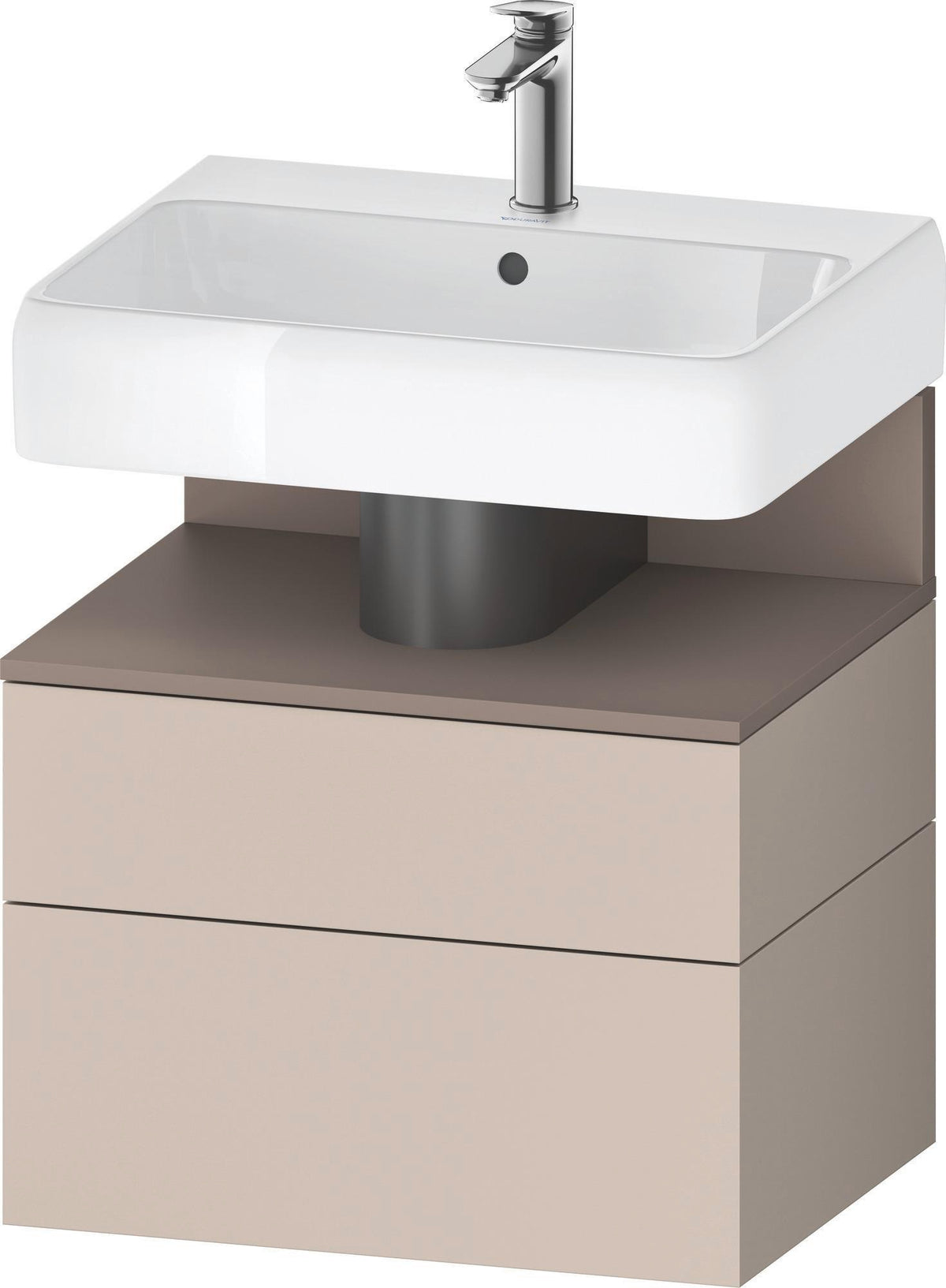 DURAVIT Qatego Waschtischunterbau 590 mm wandhängend, 1 Auszug, weiß Hochglanz, Nische Eiche Schwarz