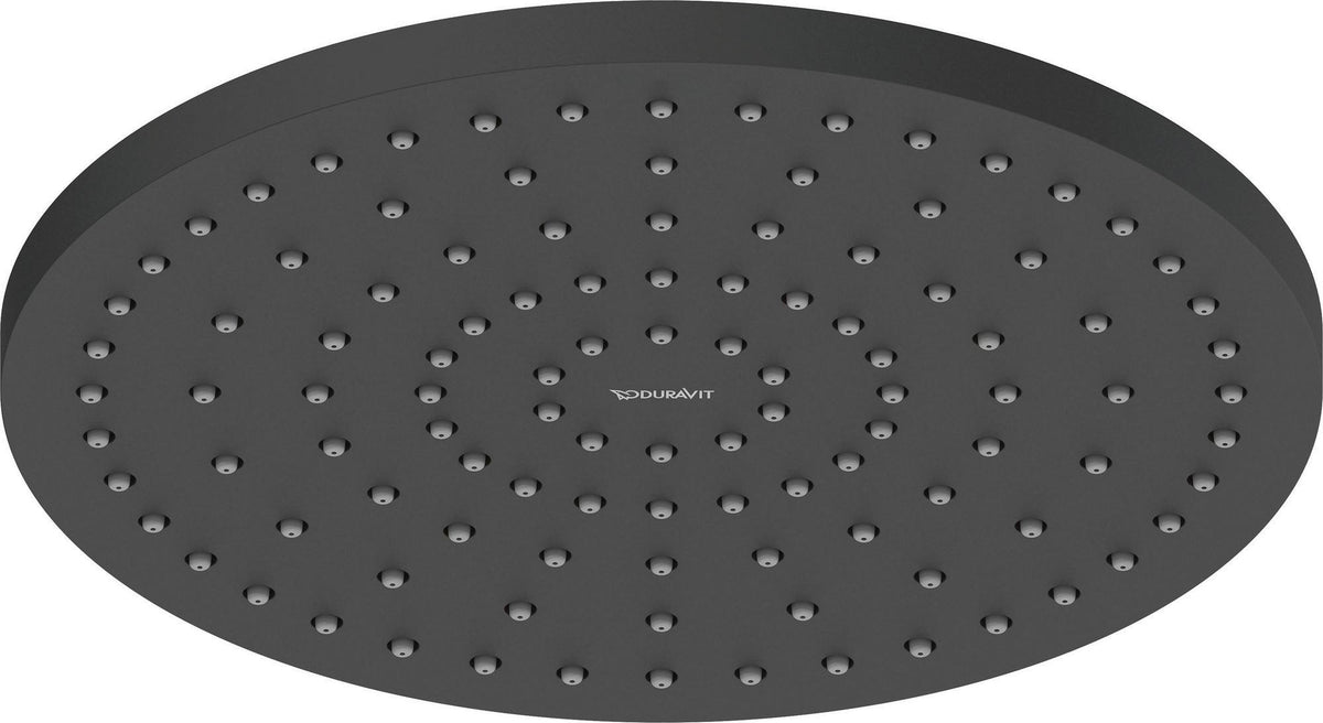 DURAVIT Kopfbrause MinusFlow D250, Rund, Rain Schwarz Matt – 1 Strahl, Antikalk, 250 mm