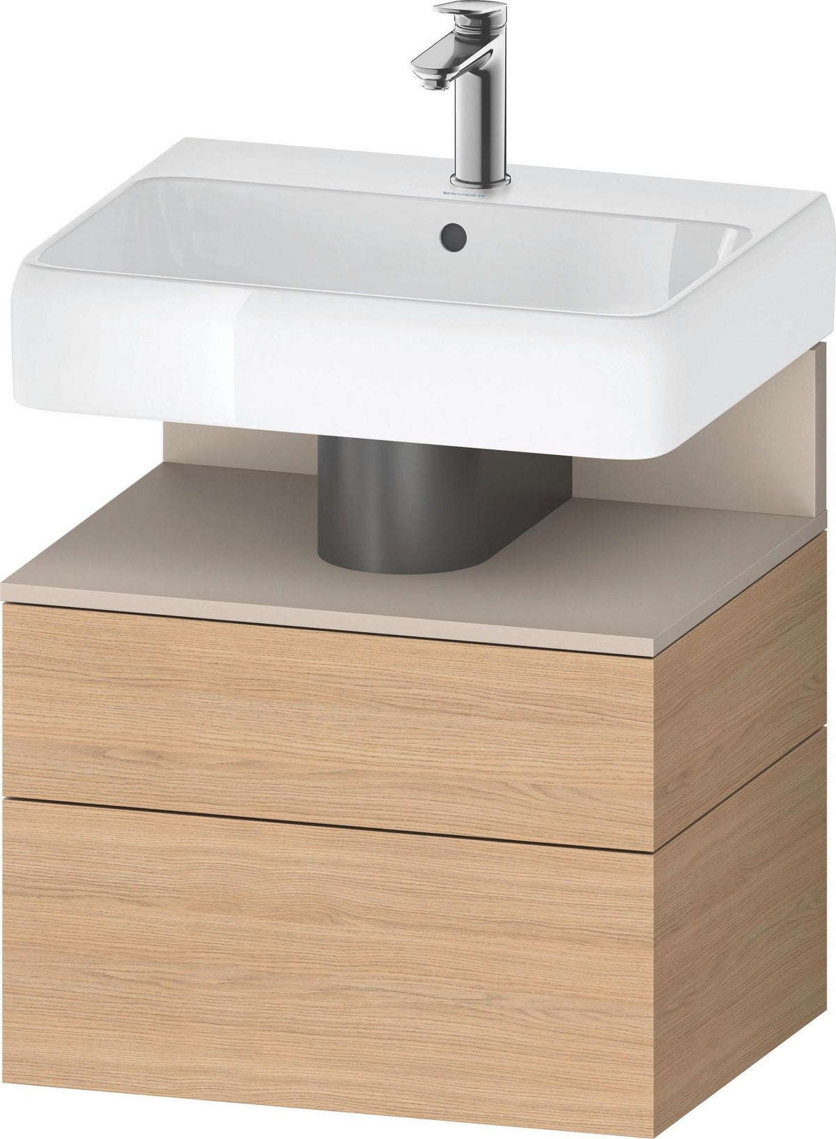 DURAVIT Qatego Waschtischunterbau 590 mm wandhängend, 1 Auszug, weiß Hochglanz, Nische Eiche Schwarz