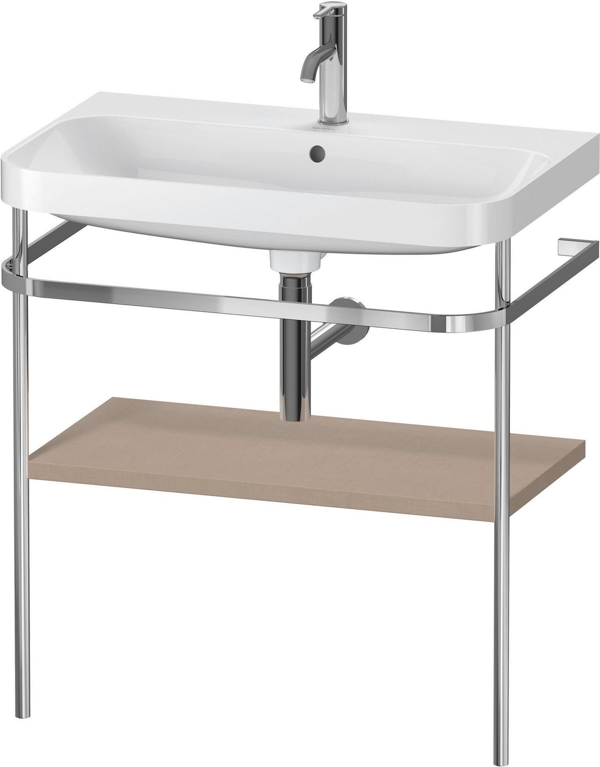 DURAVIT Happy D.2 c-shaped Waschtisch-Set 775 mm mit Metallkonsole, taupe seidenmatt