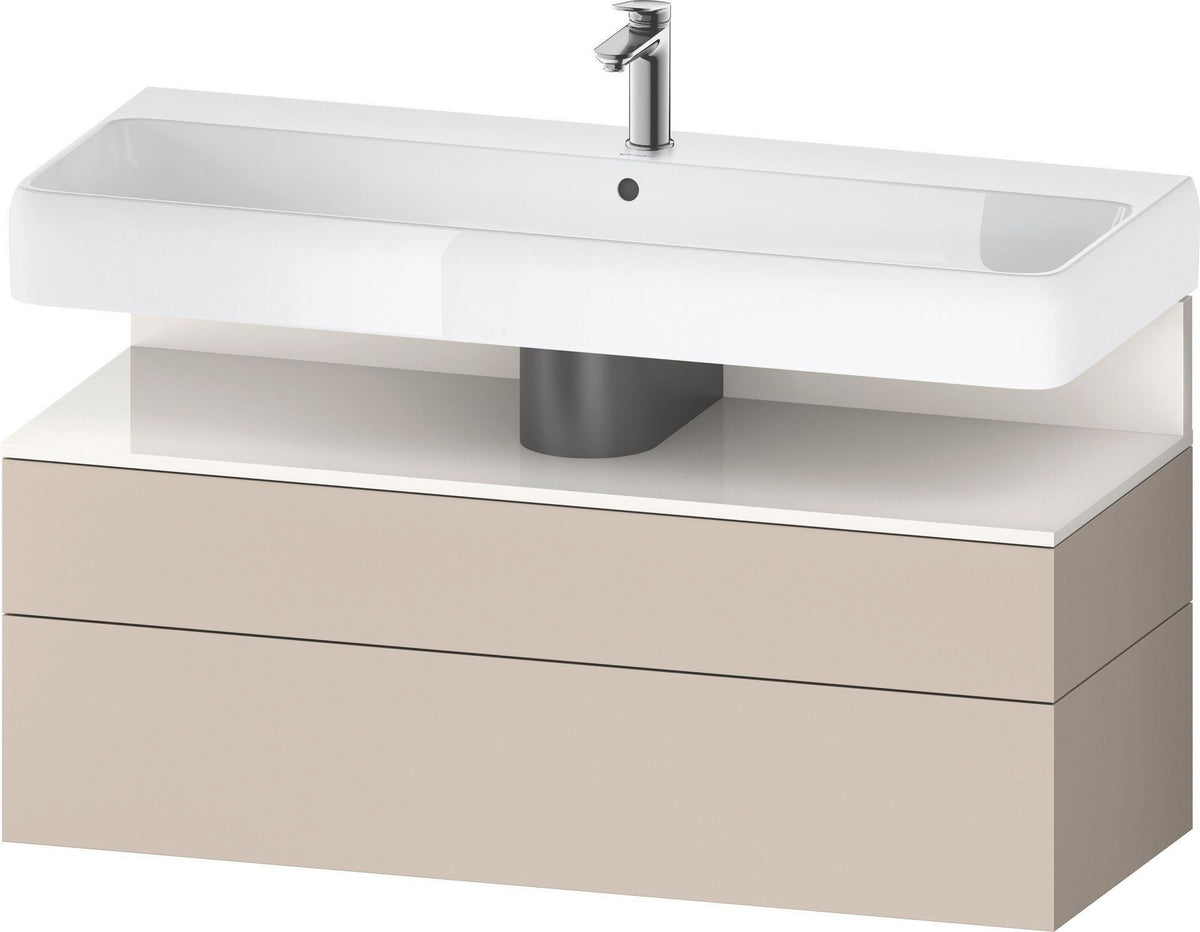 Duravit Qatego Waschtischunterbau 1190 mm – Weiß Matt mit Eiche Schwarz Nische, 1 Auszug, LED