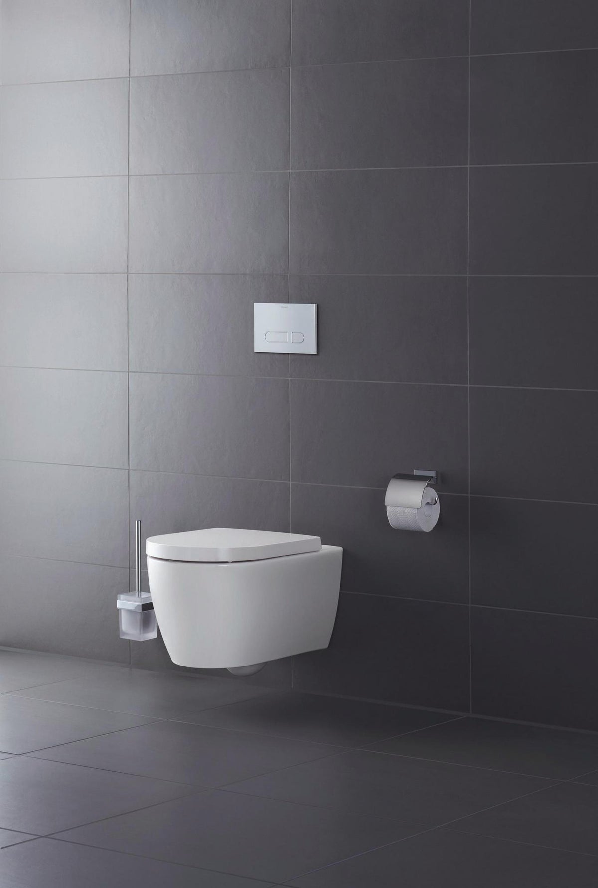 DURAVIT Karree Bürstengarnitur Chrom Wandhängend 95x95x350 mm – Weiß Matt Akzent