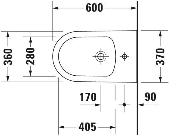 DURAVIT Stand-Bidet ME by Starck 600 mm Weiß Seidenmatt mit Hahnlochbank