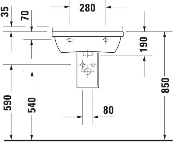 DURAVIT Waschtisch Starck 3 650 mm mit Überlauf, Hahnlochbank und WonderGliss in Weiß