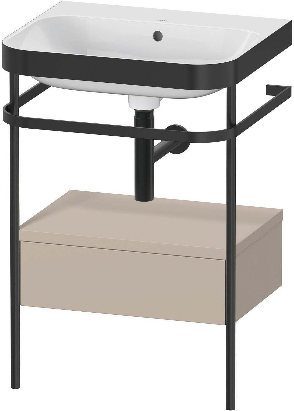 DURAVIT Happy D.2 c-bonded Waschtischset mit Metallkonsole, 575 mm, Weiß