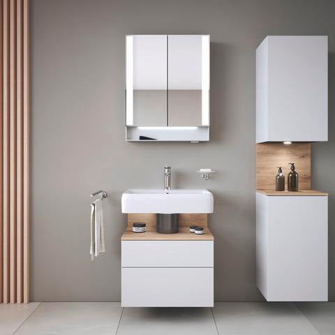 Duravit Waschtisch Qatego 600 mm mit Hahnlochbank und Überlauf in Weiß – HygieneGlaze