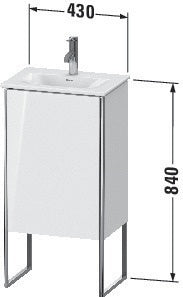 Duravit XSquare Waschtischunterbau 840 mm mit Tür, taubenblau seidenmatt – bodenstehend