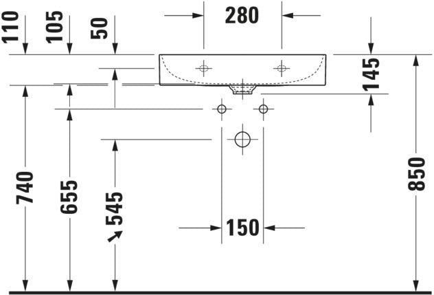 Duravit DuraSquare Waschtisch 600 mm weiß mit Hahnloch ohne Überlauf für Wandmontage