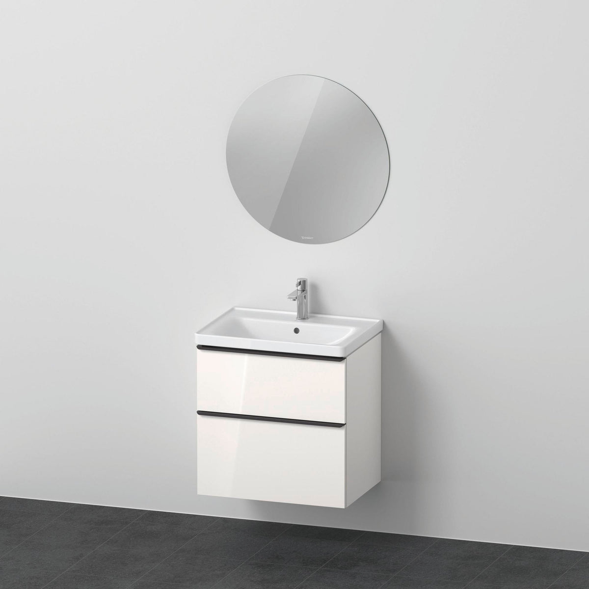 Duravit D-Neo Möbel-Set wandhängend 650x480mm mit Waschtisch, Untertisch-Auszug & LED-Spiegel in Eiche Sch.
