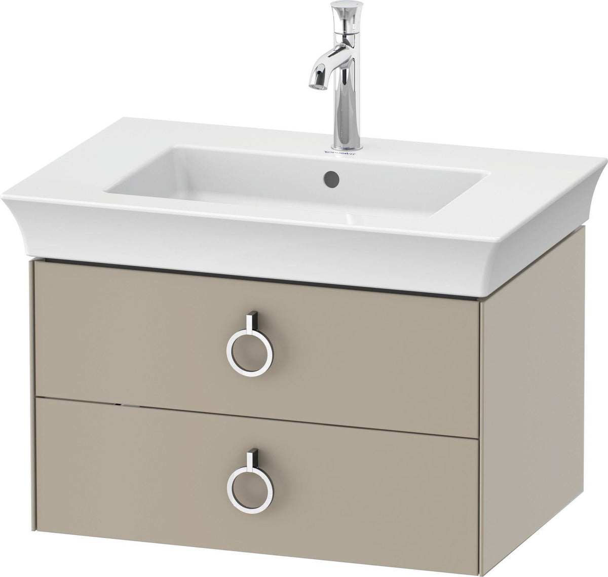 Duravit White Tulip Waschtischunterbau wandhängend 684 mm mit 2 Schubkästen und Griff, weiß seidenmatt