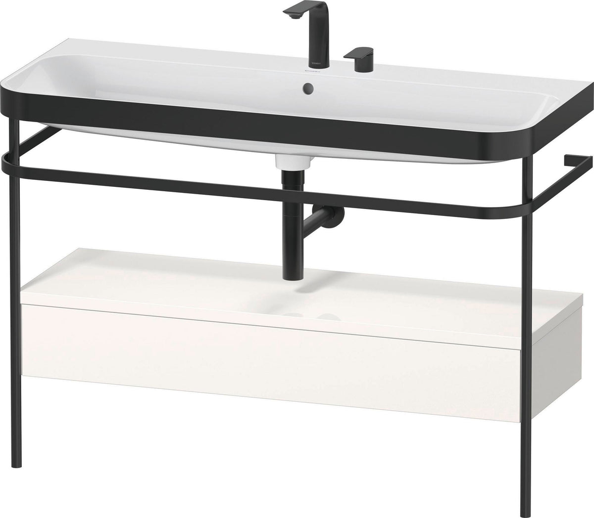 Duravit Happy D.2 c-bonded Waschtischset 1175 mm mit Metallkonsole & Schubkasten in Taupe