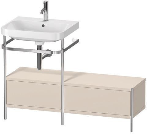 Duravit Happy D.2 Plus Waschtischset 1200 mm taupe supermatt – Einrichtungssystem Nussbaum rechts, bodenstehend, mit Hahnloch