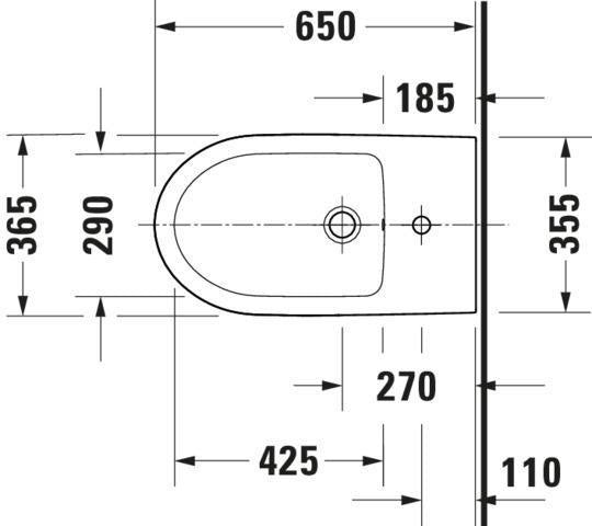 Duravit No.1 Stand-Bidet 650 mm weiß, mit Überlauf und Hahnlochbank
