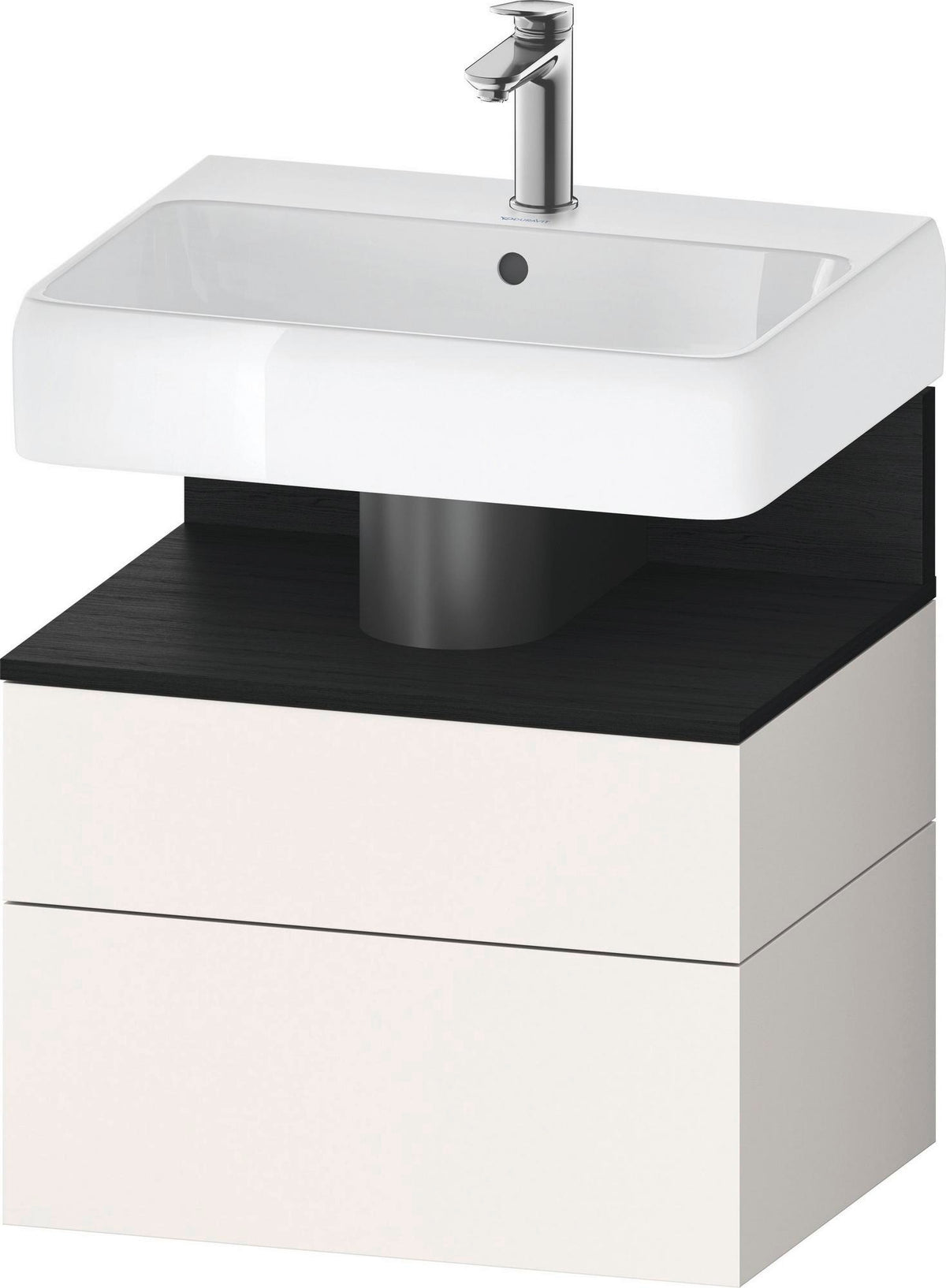 DURAVIT Qatego Waschtischunterbau 590 mm wandhängend, 1 Auszug, weiß Hochglanz, Nische Eiche Schwarz