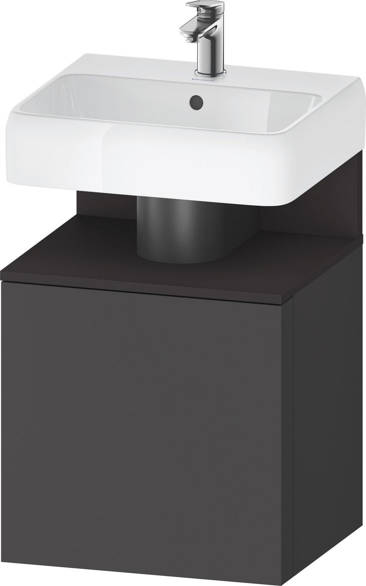 DURAVIT Qatego Waschtischunterbau 490 mm wandhängend, 1 Tür links, Weiß Matt mit Eiche Schwarz Nische