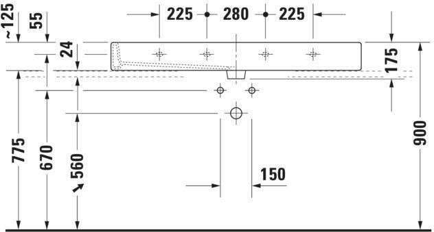 Duravit Waschtisch Vero 1200 mm mit Überlauf und WonderGliss, weiß