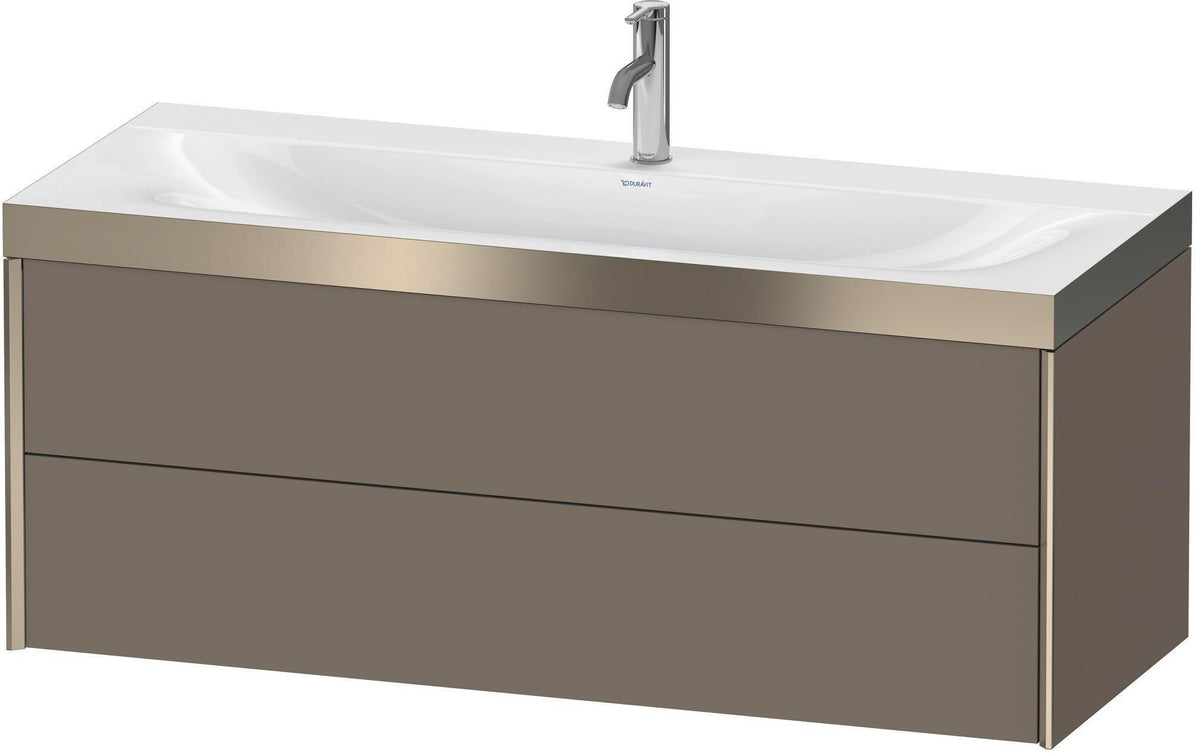 Duravit XViu c-bonded Waschtischunterset 1200 mm, 2 Schubkästen, champagner matt / dolomiti grey