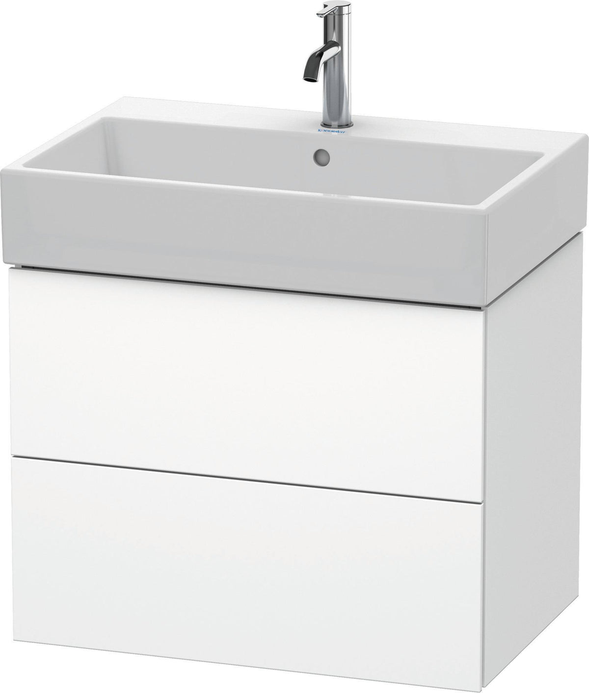 Duravit L-Cube Waschtischunterbau 684 mm, 2 Schubkästen, Weiß Matt, Wandmontage