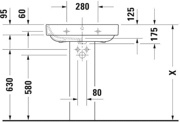 DURAVIT Waschtisch Happy D.2 650 mm mit Überlauf, 1 Hahnloch, wandhängend, weiß