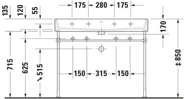 Duravit Waschtisch Vero Air 1000 mm mit Überlauf, 2 Hahnlöchern, 1 Becken, weiß